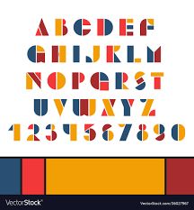 Bauhaus letters and numbers set modern typography Vector Image Bauhaus Font, Numbers Typography, Christmas Fonts Free, Design Alphabet, Illustration Tutorial, Graffiti Lettering Fonts, Typography Alphabet, Origami 3d, Bauhaus Style