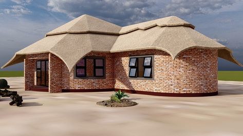 Let's Build Rural Homes ZW🇿🇼 | Rondovel plan for sale with gazebo and round hut kitchen Rural Home Exterior, Round Huts Design, Rondavel House Designs, African Hut, Round House Plans, Retirement Village, Hut House, Round Building, Geodesic Dome Homes