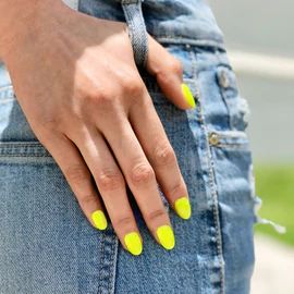 Neon Dip Powder Collection | DipWell Bright Dip Powder Nails, Highlighter Nails, Bright Yellow Nails, Dipwell Nails, Disney Nail Decals, Nail Dipping Powder Colors, Neon Yellow Nails, Dip Nail Colors, Nexgen Nails