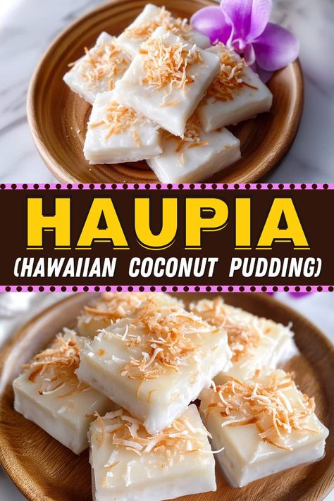 This simple haupia recipe combines rich coconut milk with sugar and cornstarch to create a creamy Hawaiian dessert with plenty of sweet tropical flavor. What Can I Make With Coconut Milk, Hawaiian Coconut Pudding, Hawaiian Comfort Food, Hawaiian Crockpot Recipes, Savory Coconut Recipes, Authentic Hawaiian Dessert Recipes, Hawaiian Christmas Desserts, Things To Make With Coconut Milk, Florida Food Recipes