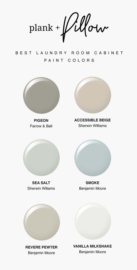 The 6 Best Laundry Room Paint Colors for Your Cabinets - Plank and Pillow Best Laundry Room Paint Colors, Resurface Cabinets, Laundry Room Paint Colors, Pewter Benjamin Moore, Plank And Pillow, Laundry Room Cabinet, Laundry Room Paint Color, Laundry Room Paint, Laundry Room Colors