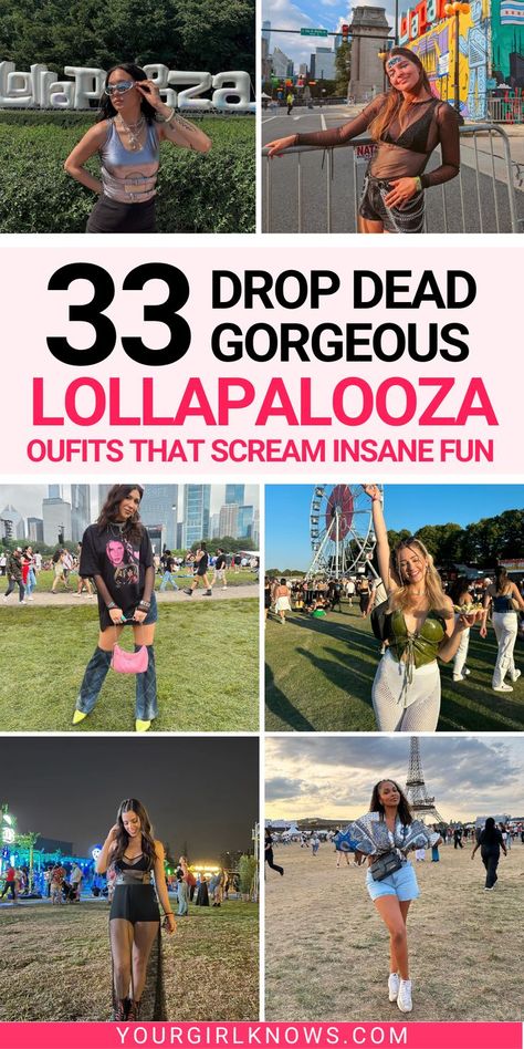 Get ready to turn heads at Lollapalooza with these unforgettable outfit inspirations! Be prepared to see the most eye-catching and stylish Lollapalooza Outfits that'll surely make you the center of attention. From edgy rocker-chic vibes to vibrant and flowy boho styles, these mind-blowing festival outfits have a little something for everyone. Classy Music Festival Outfits, Music Festival Outfits Over 30, Festival Outfit Ideas 2024, Outdoor Festival Outfit Spring, Shoes For Music Festival, Diy Music Festival Outfits, Comfortable Festival Outfits Summer, Outdoor Concert Festival Outfit, 2024 Music Festival Outfits