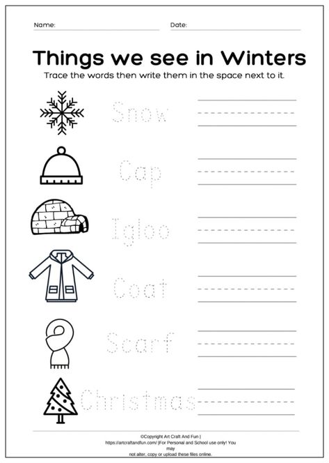 Free Printable Winter Worksheets - Winter Season Worksheet For Kindergarten, Free Christmas Worksheets For Kindergarten, Winter Activity Pages Free Printables, Christmas Literacy Activities Preschool Free Printables, Winter Worksheets 1st Grade, Kids Christmas Worksheets, January Printables Free For Kids, January School Activities For Kids, Winter Printables Free For Kids