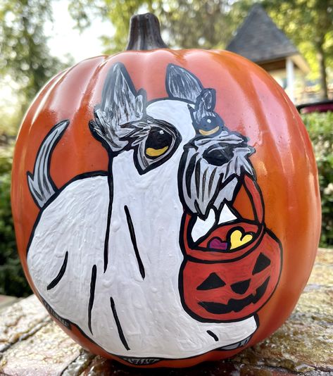 Pumpkin Painting Ideas Fall, Cute Painted Pumpkin Ideas, Pumpkin Painting Party, Halloween Pumpkin Crafts, Creative Pumpkin Painting, Cute Pumpkin Carving, Creative Pumpkin Decorating, Pumpkin Decorating Contest, Dog Pumpkin