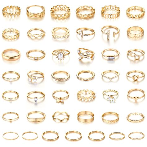 PRICES MAY VARY. VINTAGE RING KIT: You will get 47pcs knuckle rings with a combination of various styles such as CZ ring, twist ring, hollow ring, etc. Can be As Stacking Rings,Thumb Ring, Knuckle Rings. Multiple ways of stacking makes you unique every day. Great value for your money. PREMIUM-QUALITY: All rings are made of high-quality alloy materials combined with electroplating process, smooth surface, bright color, environmentally friendly materials, comfortable fit design, suitable for most Good Rings Women, Friendship Rings For 2 Best Friends, Rings Women, Amazon Rings, Cheap Gold Rings, Hollow Ring, Amazon Jewelry, Middle Finger Ring, Fancy Rings