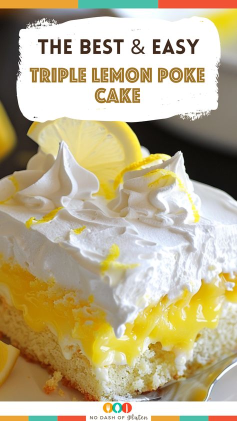 Triple Lemon Poke Cake Dessert Using Lemon Pie Filling, Lemon Cake Pudding Recipe, Triple Lemon Poke Cake Recipe, Triple Lemon Poke Cake, Lemon Poke Cake Recipe Condensed Milk, Lemon Poke Cake Pudding, Lemon Lush Cake, Lemon Cake From Yellow Box Cake, Lemon Dessert Ideas