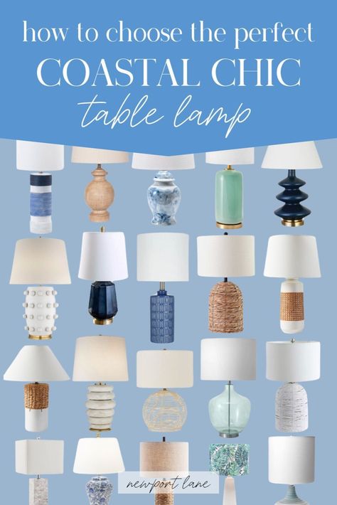 Illuminate your coastal interior with our guide on How to Choose The Perfect Table Lamp: Coastal Edition! Discover the best Room Lights to enhance your space and create a serene coastal ambiance. From stylish Room Lamp options to practical Living Room Lighting tips, find the ideal Table Lamp to complete your coastal-inspired decor. Coastal Lamps Living Room, Navy Lamps, Linden Lamp, Lamp Table Decor, Coastal Lamps, Practical Living Room, Coastal Design Style, Coastal Office, Nautical Lamps