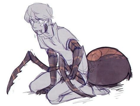 Human Bug Hybrid, Spider Person Character Design, Spider Hybrid Human, Spider Human Hybrid, Spider Person Hybrid, Character Elements, Child Oc, Hybrid Art, Jungle Juice