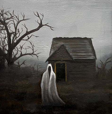 Gothic oil painting Gothic Painting Ideas On Canvas, Gothic Art Painting, Gothic Painting, Goth Painting Ideas, Gothic Painting Ideas, Gothic Oil Painting, American Gothic Painting, Creepy Paintings, Halloween Canvas Art