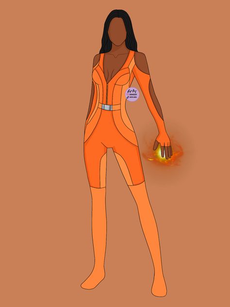 Orange Superhero Suit, Fire Superhero Suit, Fire Superhero, Mcu Dr Suits, Invincible Oc, Marvel Suits, Super Hero Suits, Superhero Suit Design, Superhero Costumes Female