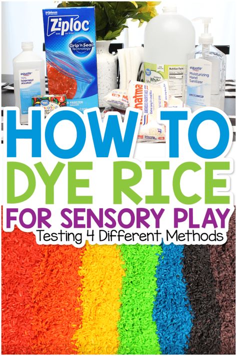 Dye Rice, Toddler Sensory Bins, Preschool Sensory, Sensory Tubs, Rainbow Rice, Toddler Class, Activities Ideas, Colored Rice, Toddler Sensory