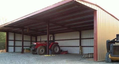 Tractor Storage Ideas, Tractor Storage, Equipment Shed, Pole Barn Plans, Hay Storage, Cattle Barn, Metal Building Designs, Ranch Ideas, Tan Walls