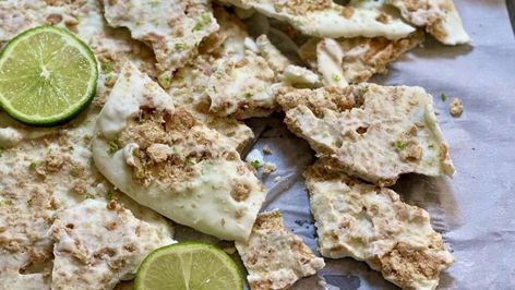 Key Lime Pie Bark Joy Bauer Recipes, Frozen Key Lime Pie, Cookie Dough Bars, Joy Bauer, Yogurt Bark, Pie Flavors, Bark Recipe, Baked Dessert Recipes, Lime Pie