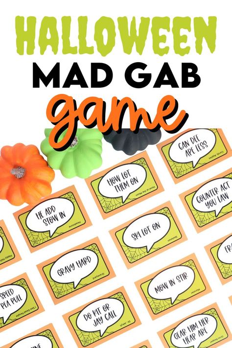 Halloween Mad Gab game cards Mad Gab, Halloween Mad, Free Printable Games, Room Mom, Dating Divas, Halloween Party Games, Printable Game, Free Game, Game Cards