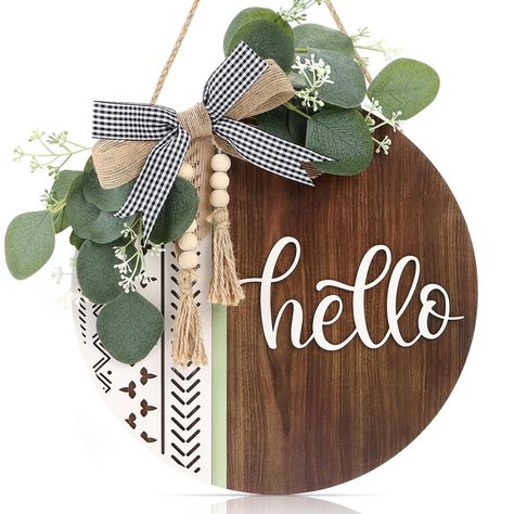 PRICES MAY VARY. ❤️Why Choose Our Hello Door Sign?—— Decorate your place with artistic and chic. The unique Western Bohemian style, with delicate bow and wreath elements. That”hello” on the board shows that you welcome to the visitors. 🎁Warm Gift For Someone—— As a special and meaningful gift for your family and friends. This Hello Door Hanger is perfect as a sweet gift. Also a good choice as a housewarming gift and holiday gift. ✨Create A Sense Of Atmosphere——To decorate your home, office, Caf Welcome Door Sign, Western Bohemian, Decoration For Christmas, Welcome Door Signs, Door Signs Diy, Front Porch Signs, Wooden Door Signs, Fall Door Hangers, Wood Door Hangers