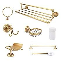 Golden Shelves, Copper Bathroom Accessories, Mounted Towel Rack, Hand Towel Rack, Wall Mounted Towel Rack, Copper Bathroom, Bathroom Storage Racks, Park Slope, Bathroom Hardware Set