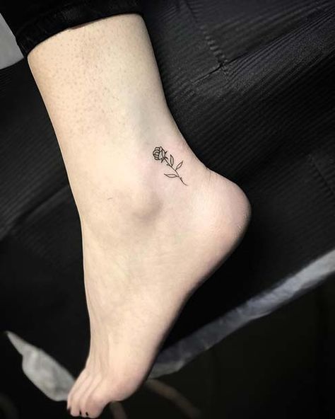 Small Rose Tattoo Ankle, Rose Ankle Tattoos For Women, Ankle Tattoo Rose, Ankel Tattoos Tiny, Ankle Tattoos For Women Classy, Rose Tattoo Ankle, Timeless Tattoos For Women, Rose Ankle Tattoo, Small Ankle Tattoos For Women