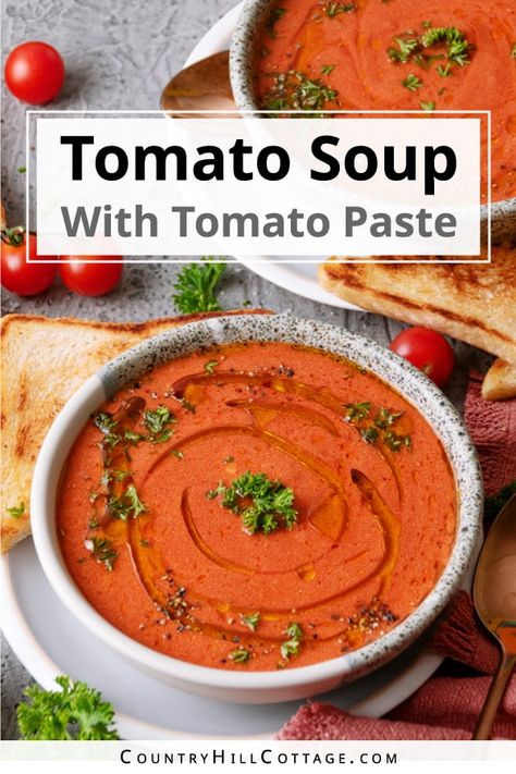 Tomato Soup Tomato Paste, Pantry Tomato Soup, Uses For Tomato Paste, Tomato Soup Recipe With Tomato Paste, Tomato Paste Soup, Tomato Soup With Tomato Juice, Tomato Soup From Tomato Paste, Recipes Using Tomato Paste, Tomato Paste Soup Recipe