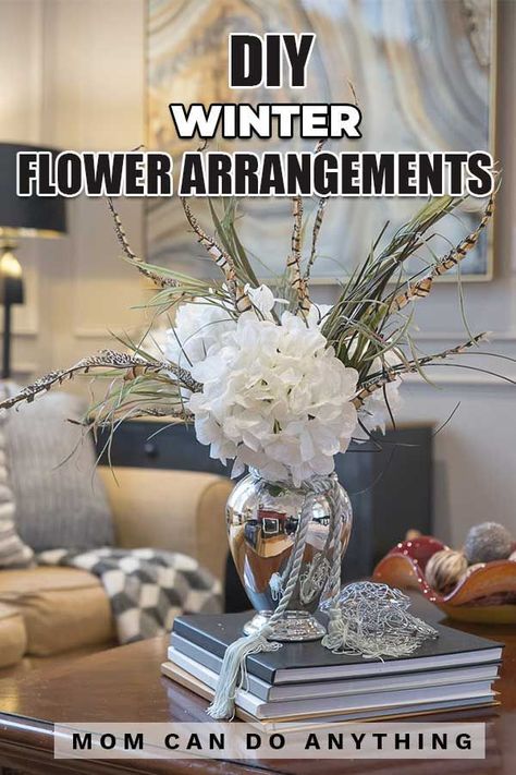 Here are some great ideas for winter flower arrangements that are easy and you can totally do yourself. No need to be a florist! How to put it all together. #momcandoanything #diyflowers #diyflowerarranging #diyfloraldesign #howtoflowers #flowerarrangements #howtoarrangeflowers #arrangingflowers #winterflowerarrangements #winterfloral #winterfloralideas #winterflowerideas #flowerinspo #flowerinspirations #winterflowers January Arrangements, Diy Winter Floral Arrangements, January Floral Arrangements For Church, Winter Flower Arrangements For Church, January Flower Arrangements For Church, Winter Fake Flower Arrangements, Winter Floral Arrangements For Church, Winter Arrangements Indoor, Winter Flower Arrangements For Home