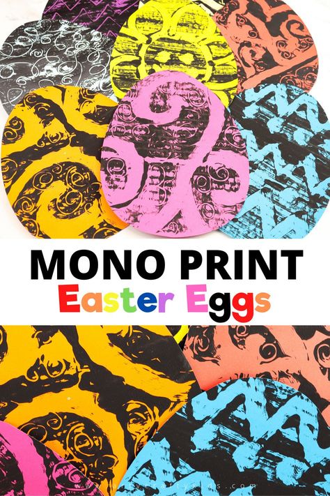 Monoprint Easter Egg Art for Kids - A fun and engaging Easter Art Project kids will love. This art project introduces children into basic mono print art techniques. To start, download our free Egg Template. Easter Art Kids, Egg Art Projects, Monoprint Art, Easter Art Project, Egg Template, Printmaking Projects, Arty Ideas, Art Project For Kids, Easter Arts And Crafts