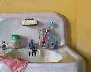 Bathroom Sink by Lea Wight Oil ~ 14 x 18 Jennifer Diehl, Sink Drawing, Bathroom Drawing, Vintage Sink, Inspiring Artwork, Interior Paintings, Painting Still Life, Still Life Art, Bathtubs