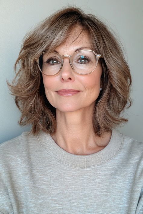 Brown Textured Bob, Soft Fringe Hairstyles, Above Shoulder Length Hair, Women With Glasses, Good Haircut, Platinum Blonde Bobs, Older Women's Hairstyles, Hairstyles For Older Women, Soft Fringe