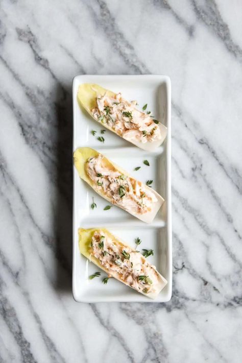 Easy Crab Endive Appetizer » Jessica Brigham Jessica Brigham, Endive Appetizers, Spicy Crab, Cucumber Bites, City Farmhouse, Light Appetizers, Appetizers For A Crowd, Finger Foods Easy, Seafood Appetizers