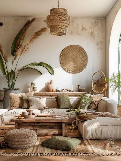 Earthy Lounge Room, Boho Couches Living Room, Small Bohemian Living Room, Boho Small Living Room, Zen Lounge, Neutral Boho Living Room, Boho Couch, Yoga Corner, Zen Living Room