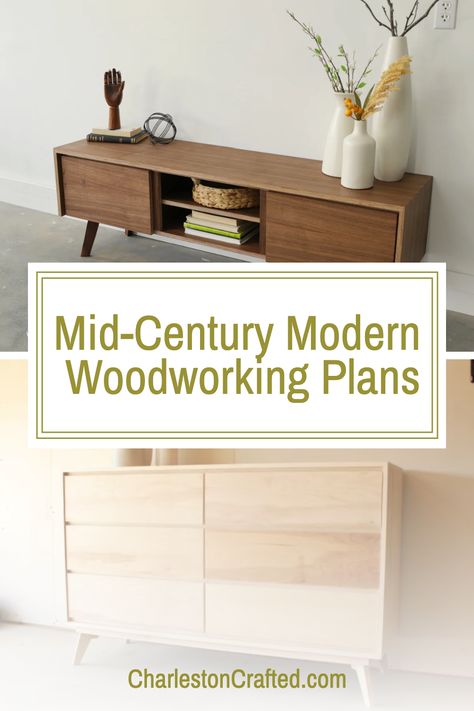 Looking to add to your mid-century modern decor? Check out these stunning mid-century modern woodworking plans to inspire your next woodworking project! Diy Mid Century Modern Furniture Plans, Mid Century Modern Furniture Plans, Mcm Console, Mid Century Modern Diy, Diy Mid Century Modern Furniture, Bedside Table Plans, Mid Century Diy, End Table Plans, Diy Mid Century Modern