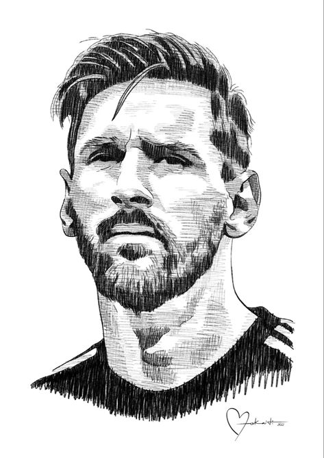 Messi Art Drawing, Messi Sketch, Scribble Portrait, Messi Drawing, Messi Art, Easy Sketches For Beginners, Soccer Drawing, Pen Art Work, Naruto Sketch Drawing