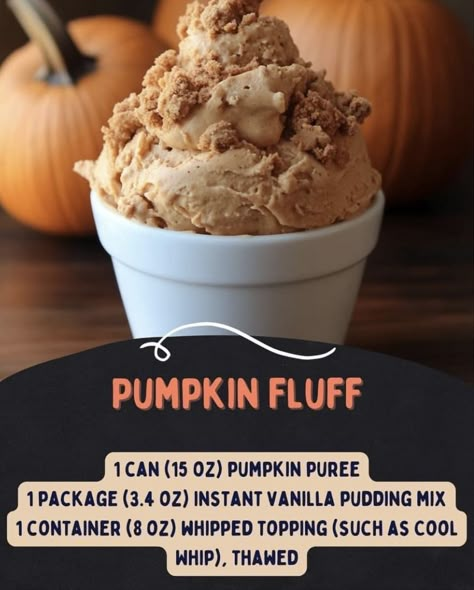 Pumpkin Fluff Recipe, Pumpkin Fluff Dessert, Pumpkin Pie Fluff, Chicken Tender Recipes Baked, Prek Halloween, Fluff Recipes, Heart Pumpkin, Pumpkin Fluff, Recipe For Fall