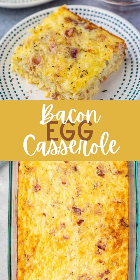 Easy Breakfast Casserole With Bacon, Bacon Egg And Cheese Casserole, Egg Casserole Recipes Easy, Breakfast Casserole With Bacon, Bacon Casserole Recipes, Bacon Egg Bake, Egg And Cheese Casserole, Casserole With Bacon, Easy Breakfast Casserole