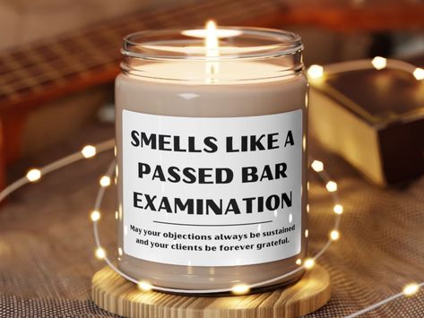 New Lawyer Candle New Attorney Gift Bar Passing Passed the Bar - Etsy Passing The Bar, Bar Exam Prep, Bar Exam Gift, Gre Exam, Lawyer Graduation, Law School Prep, Law School Life, Attorney Gifts, Law School Inspiration