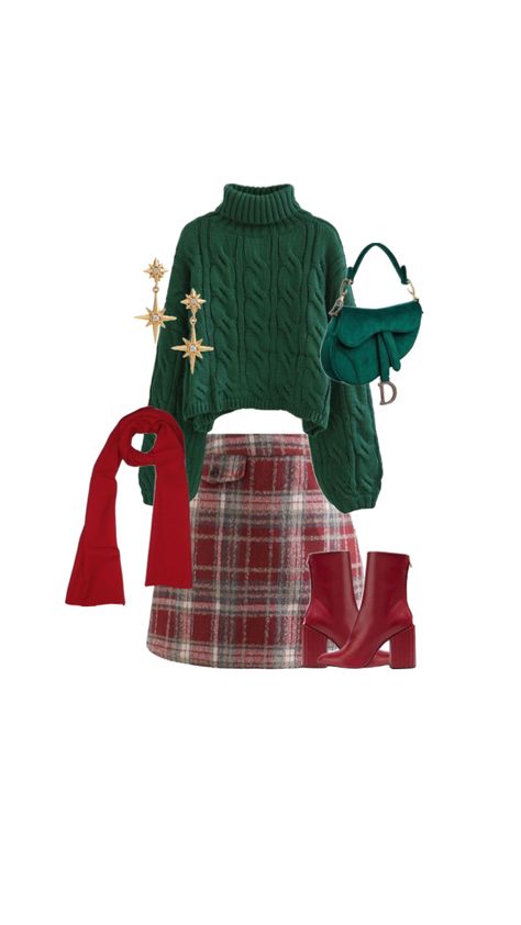 oufit inspo, winter oufit, christmas day oufit indea, holiday season, winter fashion collage, winter vibes, red scarf Christmas Sweater Outfits, Casual Christmas Party Outfit, Trendy Date Night Outfit, Christmas Outfit Ideas, Cute Christmas Outfits, Christmas Day Outfit, Winter Fashion Outfits Casual, Christmas Party Outfits, Shein Outfits