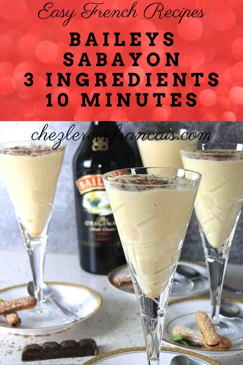 Ready to make and eat in minutes, this Baileys sabayon or zabaglione is light and delicious. #baileys #sabayon #zabaglione #baileysdesserts Zabaglione Recipe, Boozy Recipes, Easy French Recipes, Frozen Drink Recipes, Champagne Recipes Cocktails, Baileys Recipes, Frozen Cocktail Recipes, Light Dessert, Light Desserts