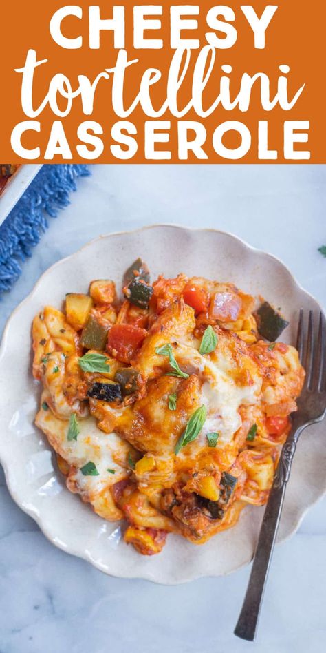 Tortellini Casserole Vegetarian, Tortellini Vegetable Bake, Dinner Snacks Appetizers, Baked Tortellini Casserole, Tortellini Casserole, Casserole Vegetarian, Cheesy Tortellini, Tortellini Bake, Vegetarian Casserole