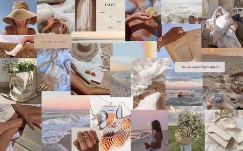 Coastal Granddaughter, Beachy Mac Wallpaper Aesthetic | Blue | Pink | Collage | Vision Board Presentation Hacks, Mac Wallpaper Aesthetic, Collage Vision Board, Beachy Wallpapers, Beachy Wallpaper, Aesthetic Manifestation, Costal Granddaughter, Mac Wallpapers, Mac Backgrounds