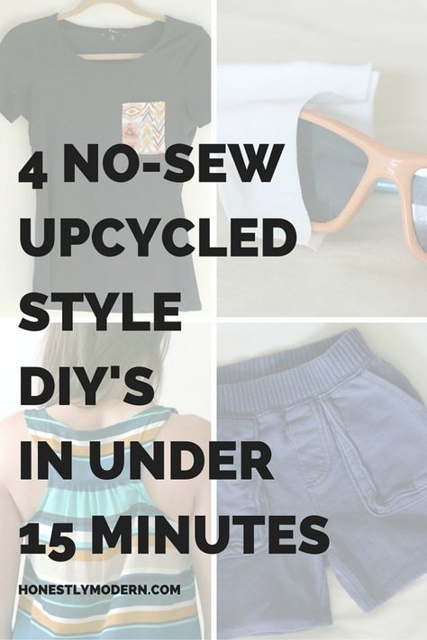 4 Easy No-Sew Upcycled Style DIYs in Under 15 MInutes No Sew Refashion, Hacks For Clothes, Upcycling Ideas Diy, No Sew Ideas, Diy Clothes Storage, Diy Clothes Refashion Videos, No Sew Projects, Sustainable Diy, Creative Upcycling