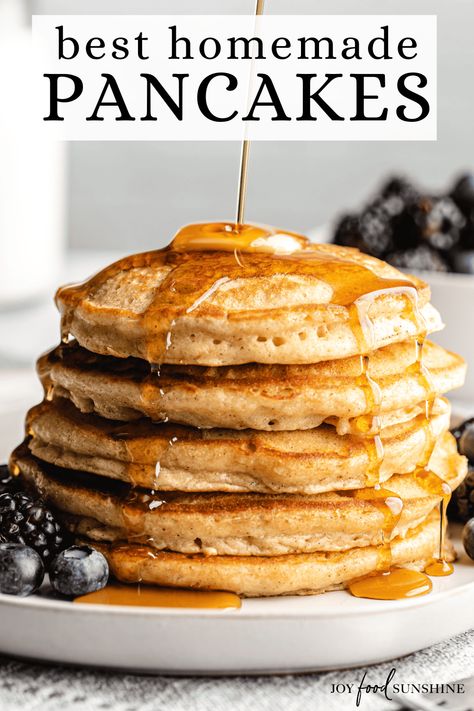 The best easy pancake recipe! These fluffy pancakes are homemade from scratch with simple ingredients. They are Infused with hints of cinnamon and vanilla, light & moist and so easy to make! Pancake Batter From Scratch, Homade Pancakes Recipe, Best Easy Pancake Recipe, Baking Meals, Homemade Pancake Batter, Best Pancakes Ever, Cake Batter Pancakes, Best Homemade Pancakes, Easy Pancake Recipe