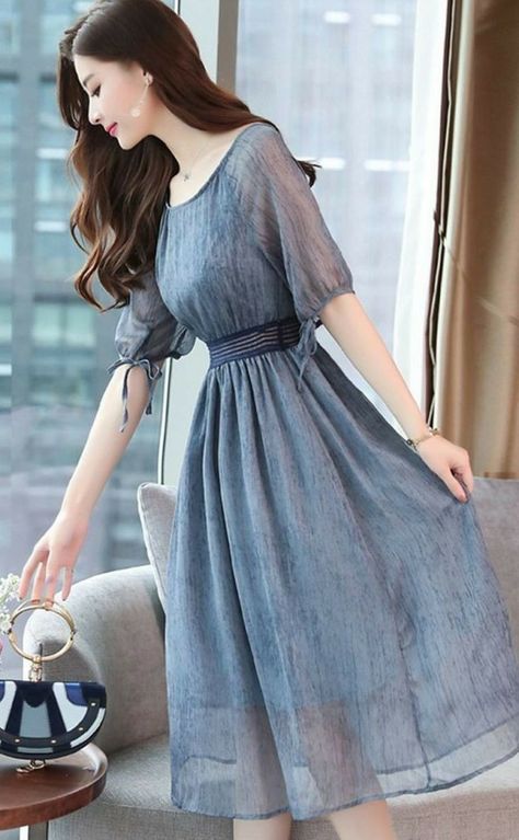 Korean Frocks, Summer Short Dresses, Womens Dress Coats, Frock Fashion, Womens Trendy Dresses, Stylish Short Dresses, Mode Abaya, Trendy Dress Outfits, Korean Fashion Dress