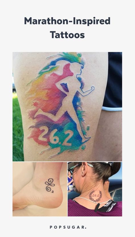 Marathon Tattoos Marathon Tattoo Ideas For Women, Running Tattoos For Women, Half Marathon Tattoo, Marathon Running Motivation, Marathon Pace Chart, Running Tattoos, Marathon Tattoo, Disney Movie Marathon, Runner Tattoo