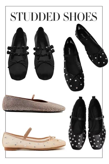 Studded ballet flats sell out as soon as a brand releases a version… so get these quick before they’re gone! 🖤 Rhinestone ballet flats with ankle strap | Alaia shoes dupe | Designer lookalike | Ballerinas | Rhinestone shoes | Sparkle | Winter outfits | Party flat shoes | Sheer ballerinas #LTKGiftGuide #LTKMostLoved #LTKshoecrush Winter Outfits Party, Ballet Shoes Outfit, Flats With Ankle Strap, Flat Ballet Shoes, Alaia Shoes, Rhinestone Ballet Flats, Party Flats, Studded Ballet Flats, Sparkle Shoes