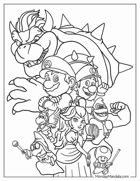 Bowser Coloring Page Free Printable, Mario Movie Coloring Pages, Super Mario Coloring Pages Free, Mario And Luigi Coloring Pages, Mario Colouring, Mario Coloring Pages Free Printable, Mario Bros Drawing, Bowser Drawing, Super Mario Drawing