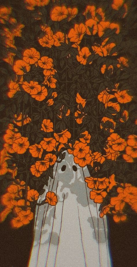 Moody Halloween Wallpaper, Iphone Wallpaper Spooky Aesthetic, Fall Wallpaper Aesthetic Lock Screen, Spooky Matching Wallpapers, Orange Ghost Wallpaper, Autumnal Aesthetic Wallpaper, Cute Fall Iphone Wallpaper Aesthetic, Backgrounds Iphone Halloween, Autumn Aesthetic Flowers