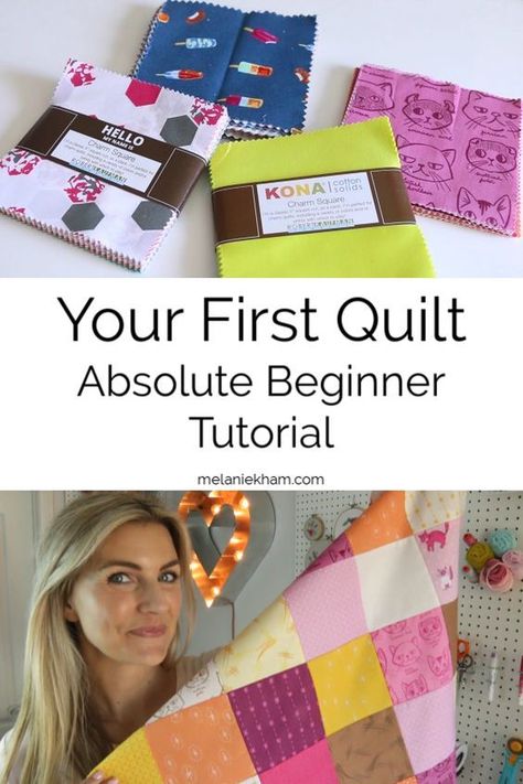 Melanie Ham, Beginner Quilting Projects, Beginning Quilting, First Quilt, Shirt Tutorial, Beginner Quilt Patterns, Beginner Sewing Projects Easy, Patchwork Quilting, Creation Couture