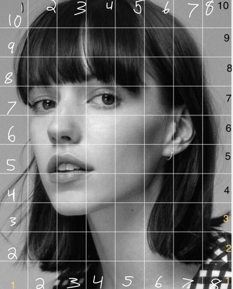 for those who want a grid Smiling Person Photography, Detailed Face Drawing, Face Grid Drawing, Grid Images For Drawing, Drawing Reference With Grid, Face Grid Sketch, Grid Pictures To Draw, Gridded Drawing Reference, Grid Drawing Portrait