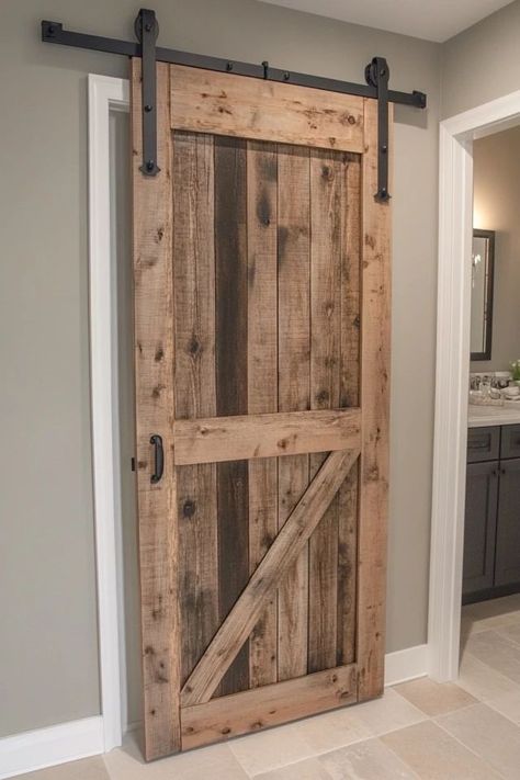 "Transform any room with a stunning DIY Barn Wood Sliding Door! 🛠️🚪 Ideal for adding character and modern farmhouse style. 🌿✨ #BarnWoodProjects #DIYHomeDecor #SlidingBarnDoor" Farm Doors, Farmhouse Sliding Door, Wood Sliding Door, Barn Sliding Door, Barn Door Pantry, Farm Door, Diy Sliding Barn Door, Diy Barn, Barn Wood Projects