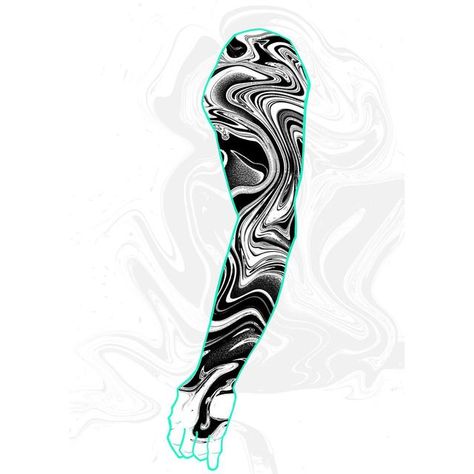 Marbling Tattoo Design, Marble Sleeve Tattoo, Liquid Tattoo Leg, F Holes Tattoo, Water Marble Tattoo, Marble Tattoo Arm, Melted Tattoo Design, Wavy Liquid Tattoo Leg, Oil Spill Tattoo Sleeve