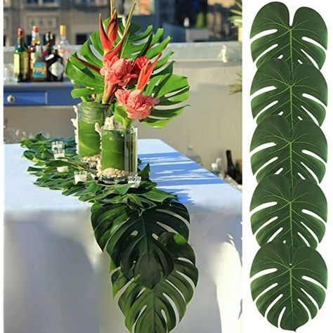 AerWo 13.8 x 11.4 inch Large Tropical Palm Leaves Artificial Plants Palm Leaves Hawaiian Luau Party Jungle Beach Theme Decorations 12 Pcs : Amazon.ca: Home Palm Leaves Table Runner, Tropisk Fest, Tropical Theme Party, Artificial Palm Leaves, Tropical Party Decorations, Jungle Theme Parties, Hawaiian Party Decorations, Baby Shower Table Decorations, Luau Theme Party