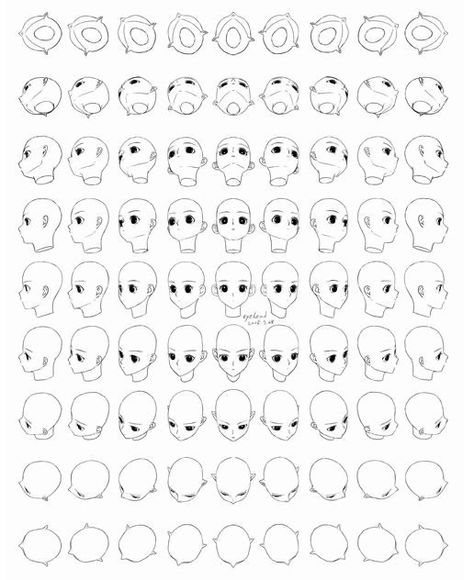 Head Rotation Drawing Reference, Rotating Head Reference, Anime Head Rotation Reference, Anime Head Rotation, Head Rotation Drawing, Men Head Drawing, Face Rotation Reference, Head Rotation Reference, Chibi Head Reference